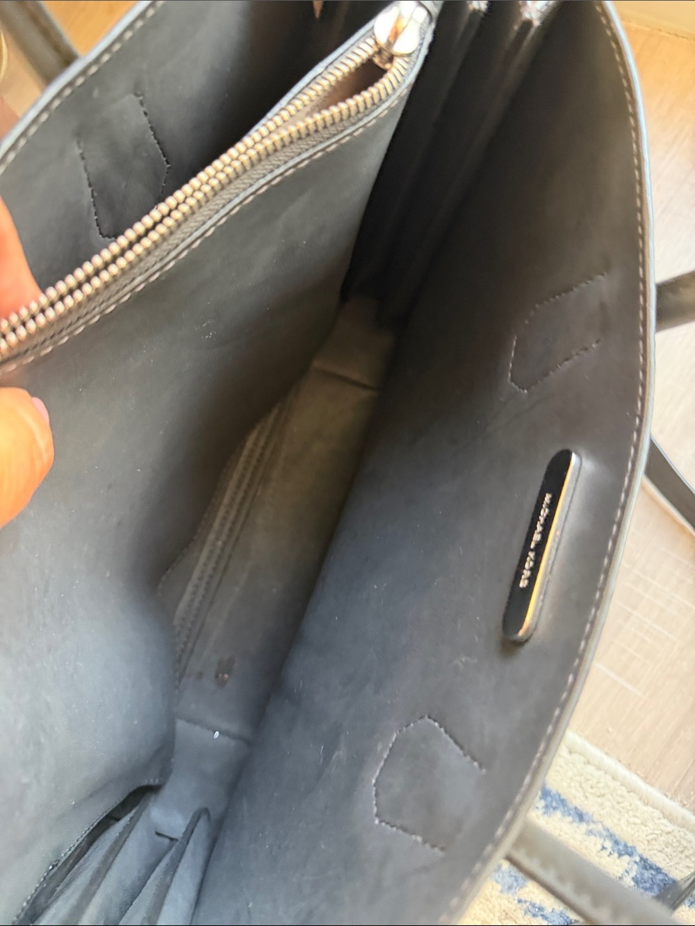 Michael Kors Grey and Black Mercer Pebbled Leather Convertible Tote - Picture 8 of 14